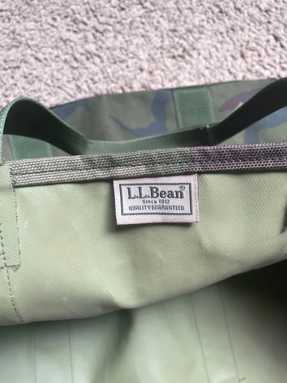 L. L. Bean XL Tote Bag Army Camo Fatigue Green